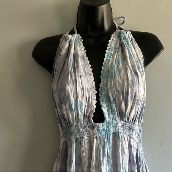 RAVIYA Women's Tie-Dyed platinum Halter Maxi Dress Swim Cover-Up size X-Large - Picture 5 of 7